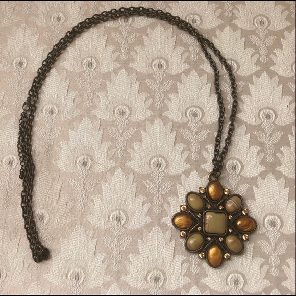 Gold & Tan Statement Necklace - Picture 1 of 3